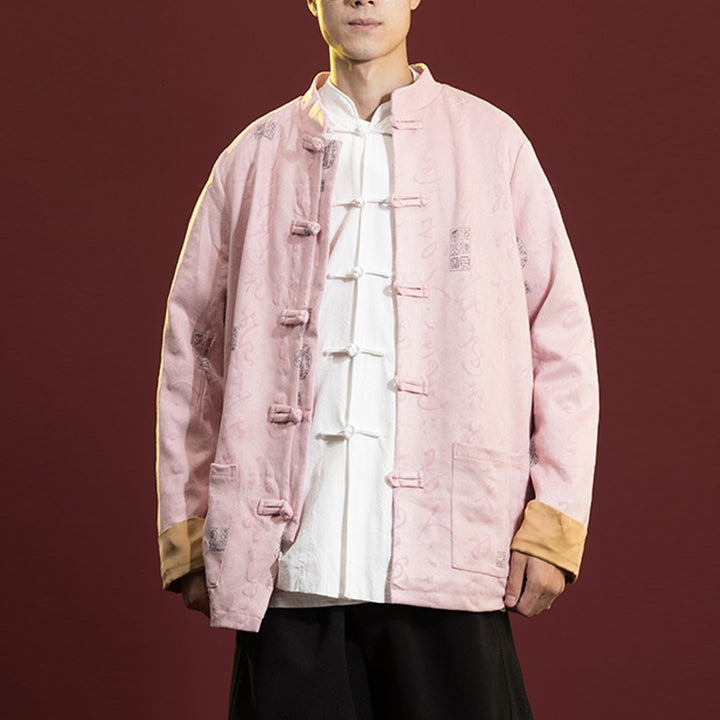 Buddha Stones Chińska Kaligrafia Odzież Kurtka Płaszcz Tang Garnitur Męski Odzież - image 17