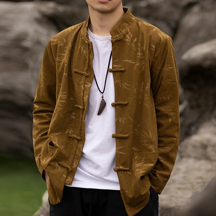 Buddha Stones Bambusa Odzież Chiński Garnitur Tang Kurtka Płaszcz Męska Odzież - image 2