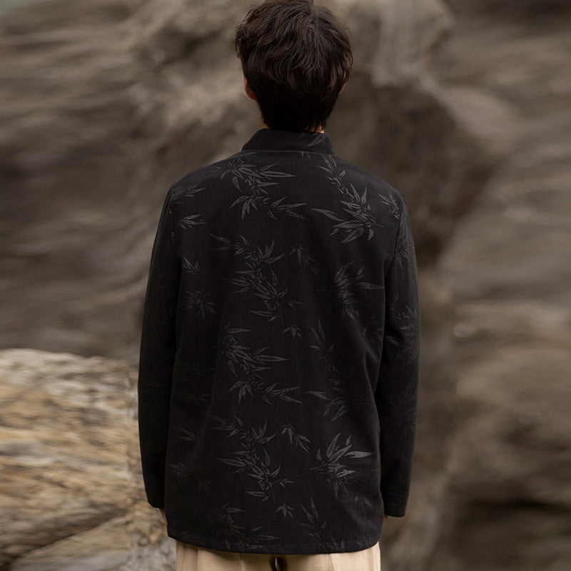 Buddha Stones Bambusa Odzież Chiński Garnitur Tang Kurtka Płaszcz Męska Odzież - image 8