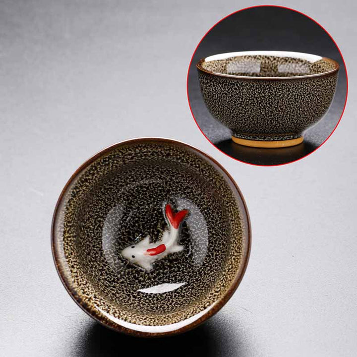 Buddha Stones Małe Ryby Koi Piec Zmiana Chiński Jianzhan Ceramiczny Filiżanka Kung Fu Filiżanka 60ml