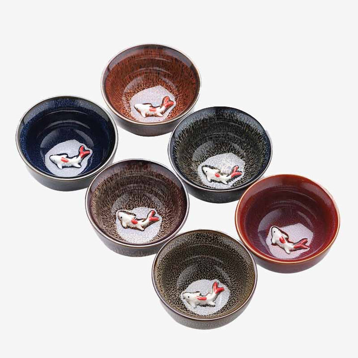 Buddha Stones Małe Ryby Koi Piec Zmiana Chiński Jianzhan Ceramiczny Filiżanka Kung Fu Filiżanka 60ml
