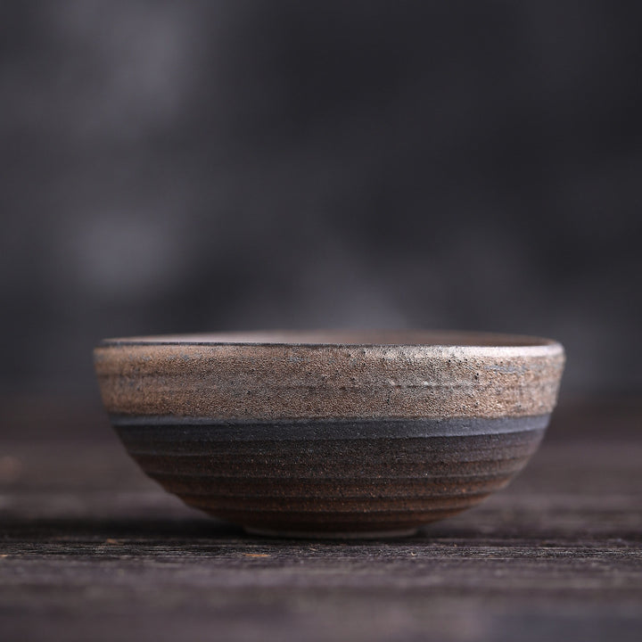 Buddha Stones Prosta Brązowa Tekstura Pasków Ceramiczna Filiżanka Do Herbaty Kung Fu Miska