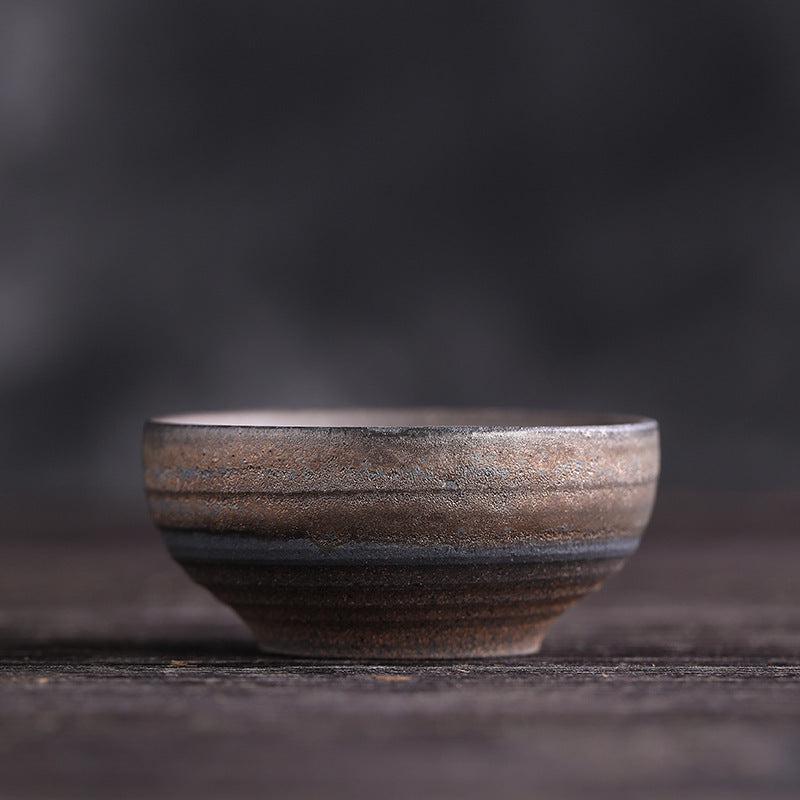 Buddha Stones Prosta Brązowa Tekstura Pasków Ceramiczna Filiżanka Do Herbaty Kung Fu Miska