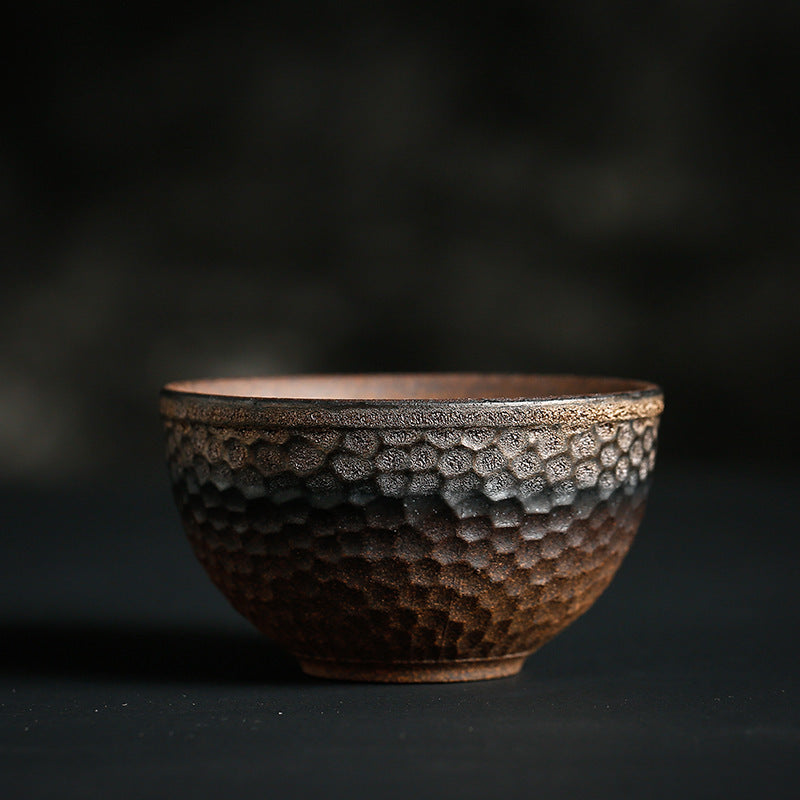 Buddha Stones Prosta Brązowa Tekstura Pasków Ceramiczna Filiżanka Do Herbaty Kung Fu Miska