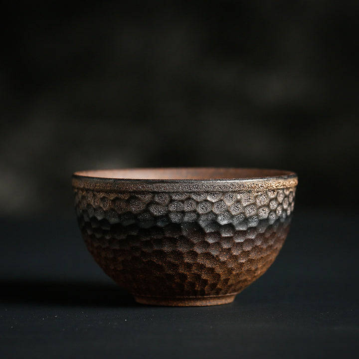 Buddha Stones Prosta Brązowa Tekstura Pasków Ceramiczna Filiżanka Do Herbaty Kung Fu Miska