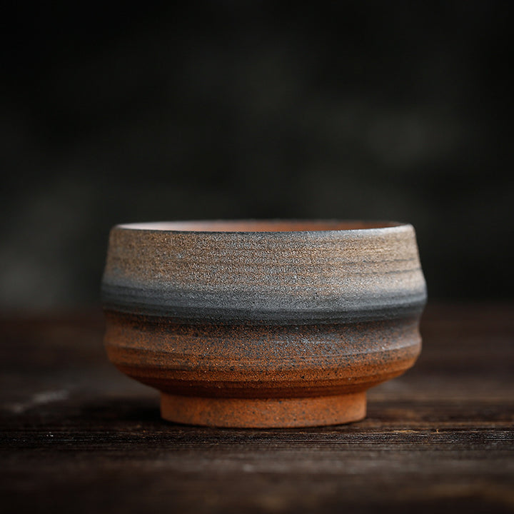 Buddha Stones Prosta Brązowa Tekstura Pasków Ceramiczna Filiżanka Do Herbaty Kung Fu Miska