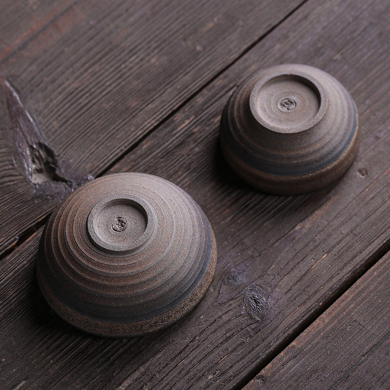 Buddha Stones Prosta Brązowa Tekstura Pasków Ceramiczna Filiżanka Do Herbaty Kung Fu Miska