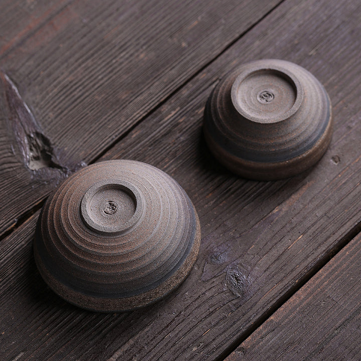 Buddha Stones Prosta Brązowa Tekstura Pasków Ceramiczna Filiżanka Do Herbaty Kung Fu Miska