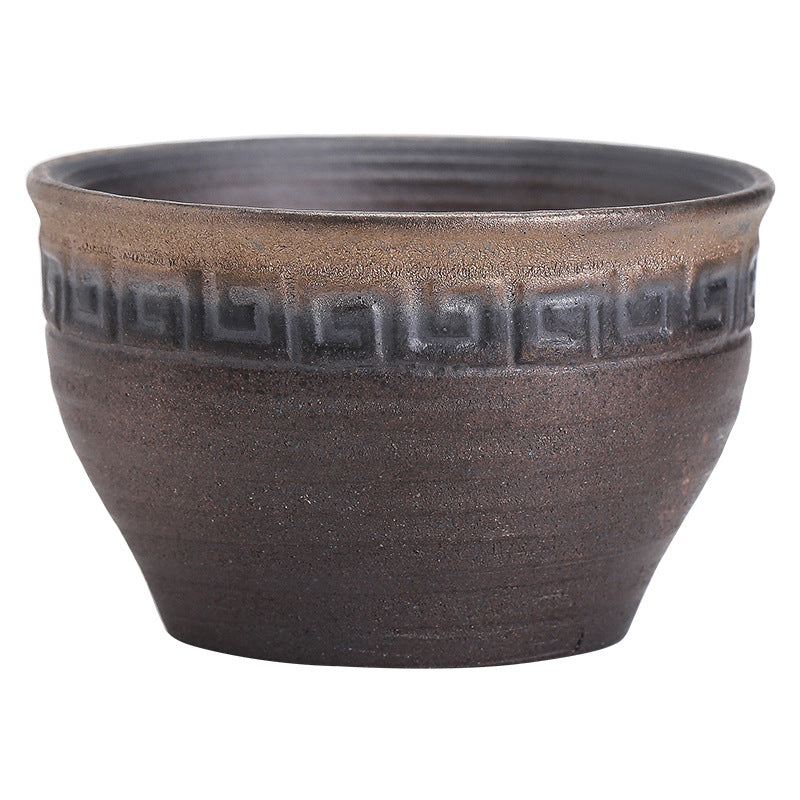 Buddha Stones Prosta Brązowa Tekstura Pasków Ceramiczna Filiżanka Do Herbaty Kung Fu Miska