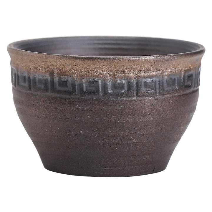 Buddha Stones Prosta Brązowa Tekstura Pasków Ceramiczna Filiżanka Do Herbaty Kung Fu Miska
