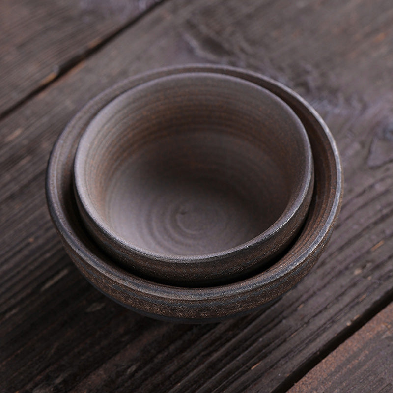 Buddha Stones Prosta Brązowa Tekstura Pasków Ceramiczna Filiżanka Do Herbaty Kung Fu Miska