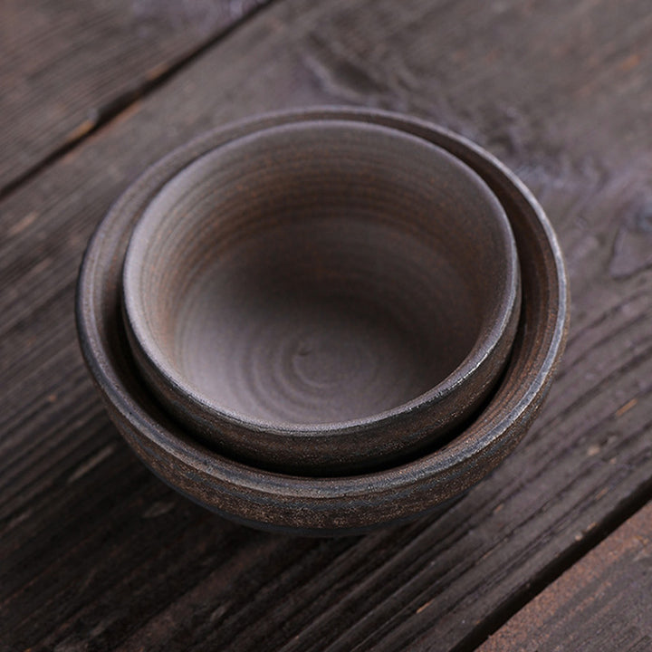 Buddha Stones Prosta Brązowa Tekstura Pasków Ceramiczna Filiżanka Do Herbaty Kung Fu Miska