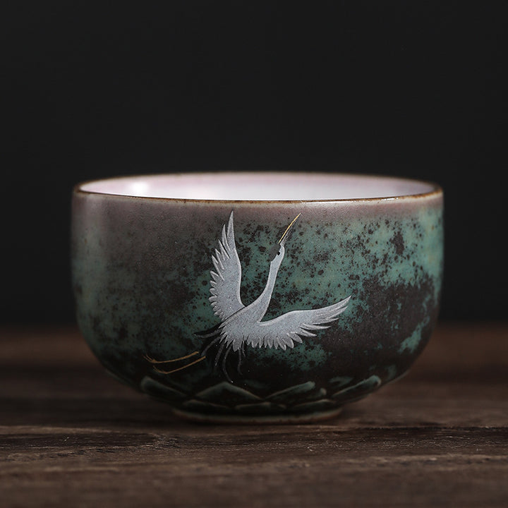Buddha Stones Pomyślny Żuraw Ceramiczny Filiżanka Kung Fu Filiżanka Miska