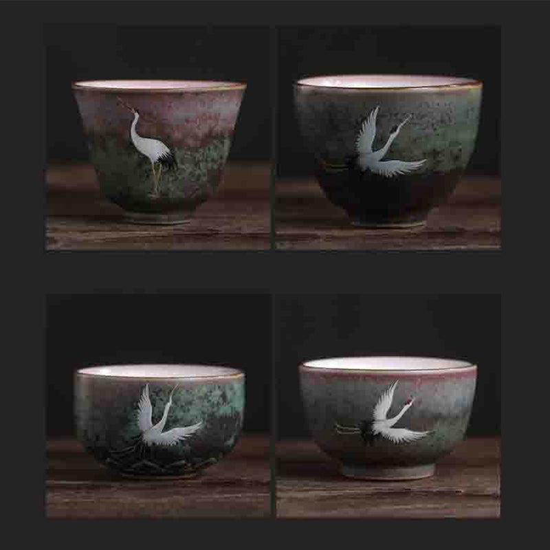 Buddha Stones Pomyślny Żuraw Ceramiczny Filiżanka Kung Fu Filiżanka Miska