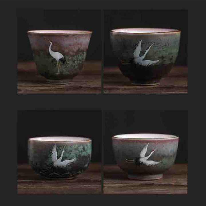 Buddha Stones Pomyślny Żuraw Ceramiczny Filiżanka Kung Fu Filiżanka Miska