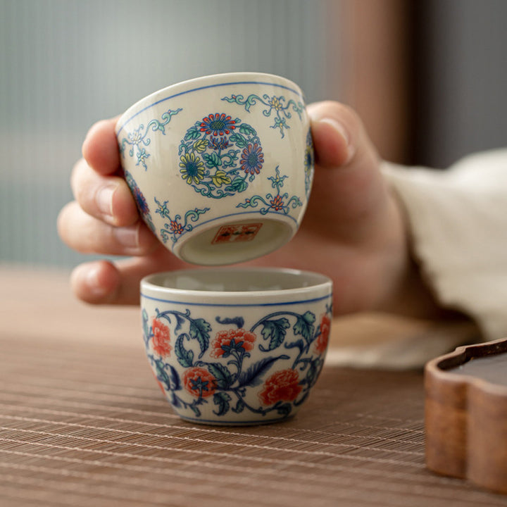 Buddha Stones Koi Ryba Arowana Piwonia Słonecznik Ceramiczny Filiżanka Kung Fu Filiżanka do herbaty 60ml