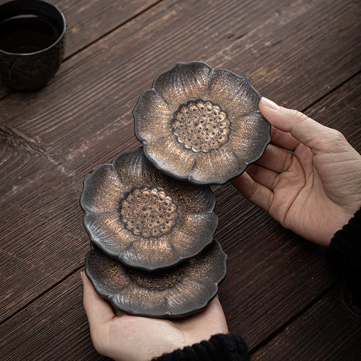 Podkładka pod kubek z ceramicznymi kamieniami Buddha Stones Vintage Lotus Flower Podkładka pod kubek Kung Fu Tea Mat