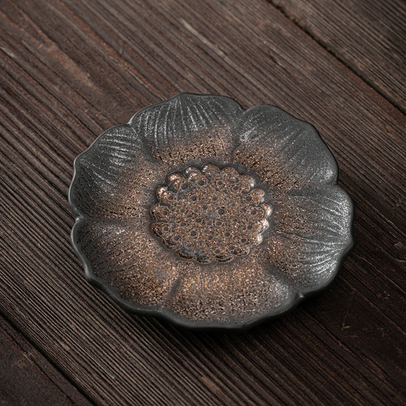 Podkładka pod kubek z ceramicznymi kamieniami Buddha Stones Vintage Lotus Flower Podkładka pod kubek Kung Fu Tea Mat