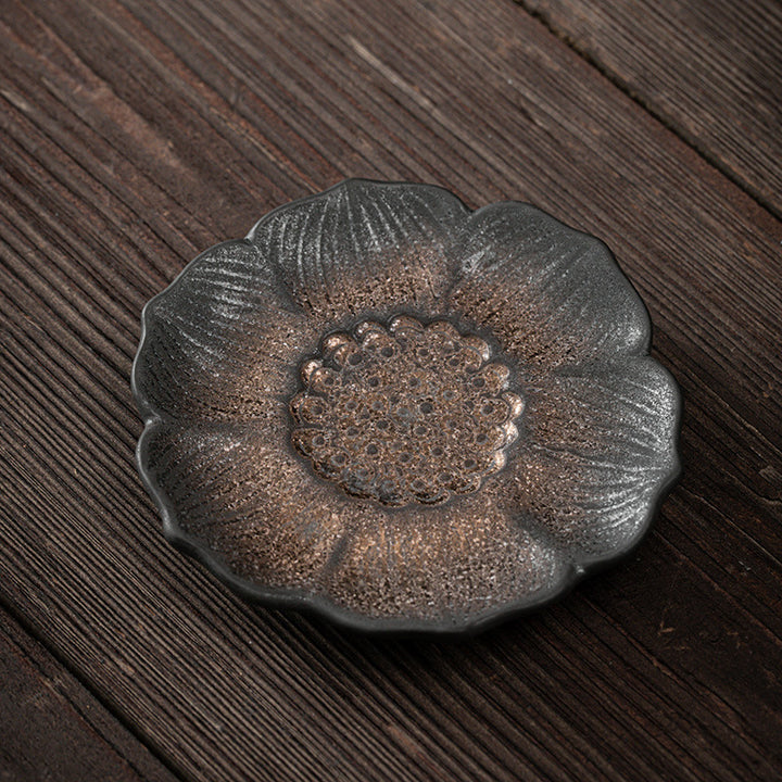 Podkładka pod kubek z ceramicznymi kamieniami Buddha Stones Vintage Lotus Flower Podkładka pod kubek Kung Fu Tea Mat