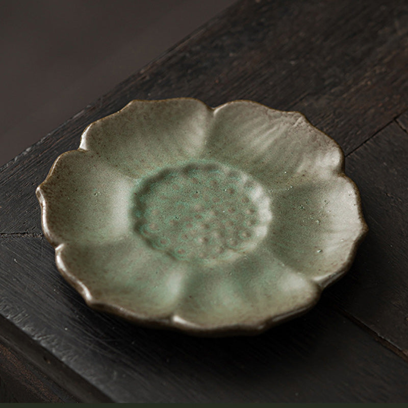Podkładka pod kubek z ceramicznymi kamieniami Buddha Stones Vintage Lotus Flower Podkładka pod kubek Kung Fu Tea Mat