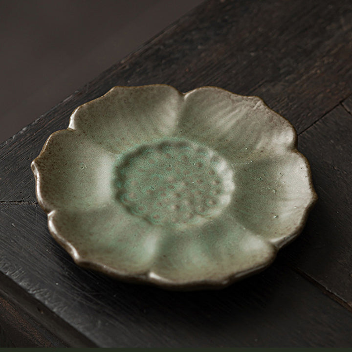 Podkładka pod kubek z ceramicznymi kamieniami Buddha Stones Vintage Lotus Flower Podkładka pod kubek Kung Fu Tea Mat