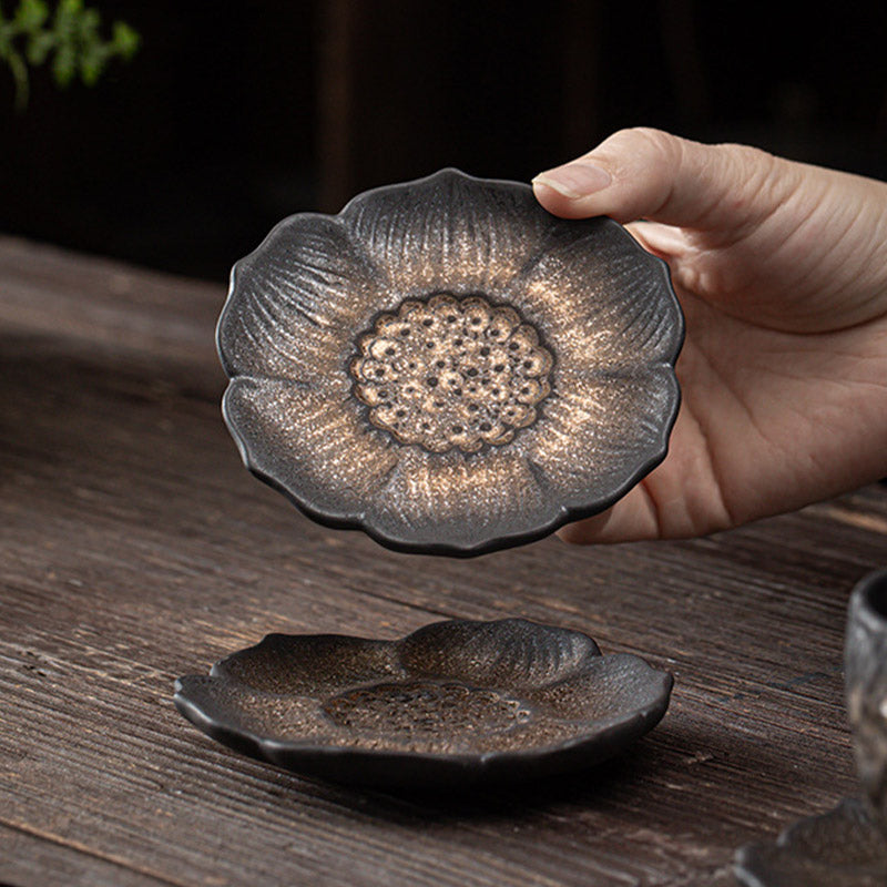 Podkładka pod kubek z ceramicznymi kamieniami Buddha Stones Vintage Lotus Flower Podkładka pod kubek Kung Fu Tea Mat