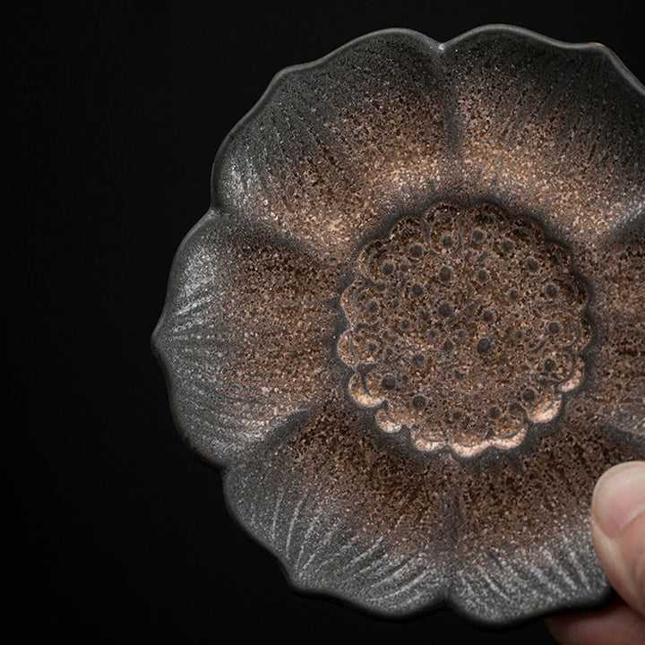 Podkładka pod kubek z ceramicznymi kamieniami Buddha Stones Vintage Lotus Flower Podkładka pod kubek Kung Fu Tea Mat