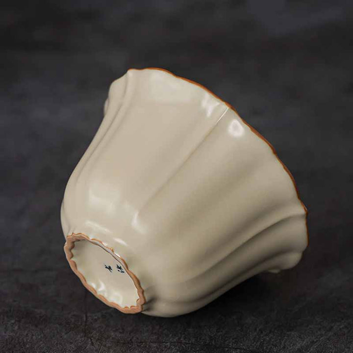 Buddha Stones Beżowy Śliwkowy Kwiat Kształt Brzoskwini Gałązka Ceramiczna Gaiwan Sancai Filiżanka Kung Fu Filiżanka Do Herbaty Z Pokrywką