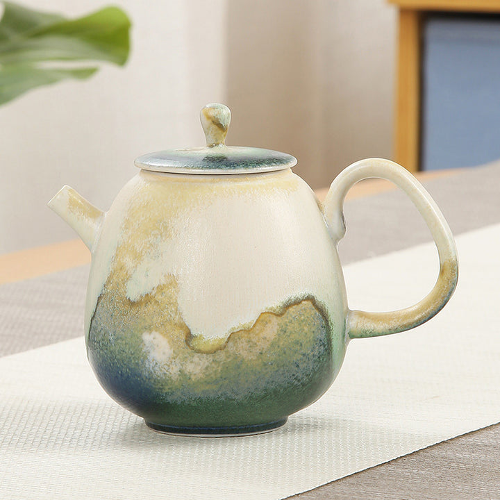 Buddha Stones Zielono-beżowy Chiński Gongfu Herbata Ceramiczny Dzbanek Kung Fu 230ml