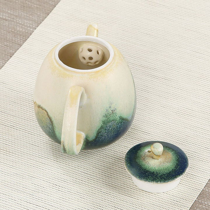 Buddha Stones Zielono-beżowy Chiński Gongfu Herbata Ceramiczny Dzbanek Kung Fu 230ml
