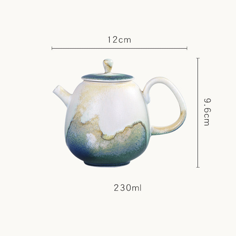 Buddha Stones Zielono-beżowy Chiński Gongfu Herbata Ceramiczny Dzbanek Kung Fu 230ml