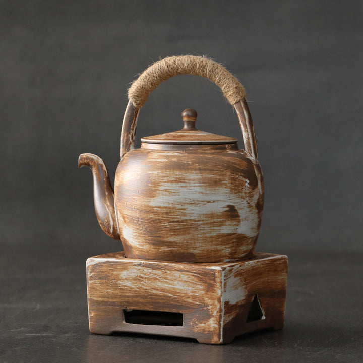 Buddha Stones Retro Brązowy Chiński Gongfu Herbata Ceramiczny Kung Fu Teapot 700ml Z Podstawką
