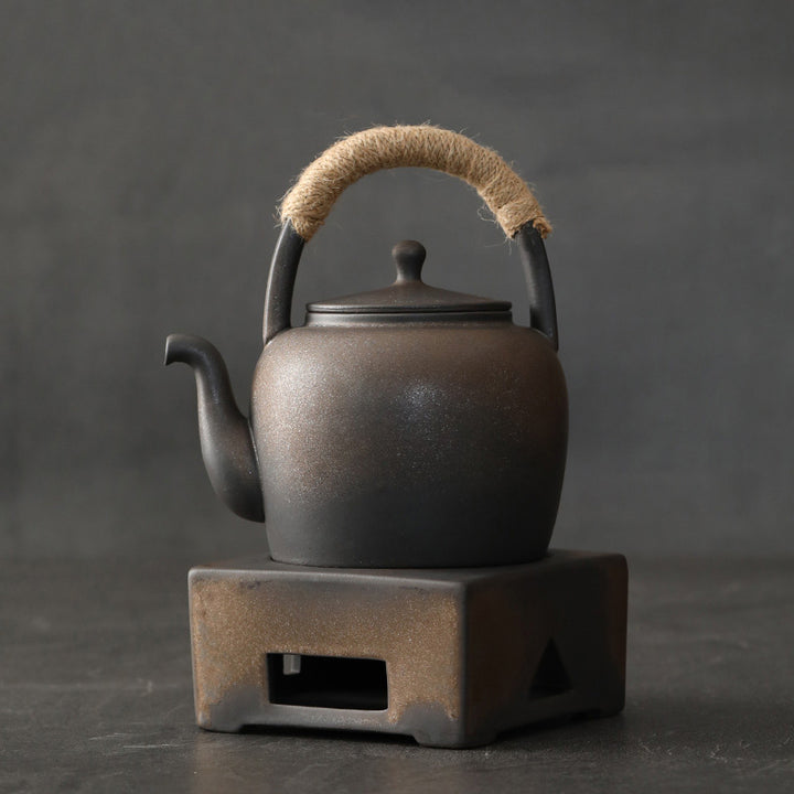 Buddha Stones Retro Brązowy Chiński Gongfu Herbata Ceramiczny Kung Fu Teapot 700ml Z Podstawką