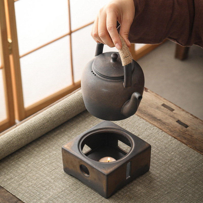Buddha Stones Retro Brązowy Chiński Gongfu Herbata Ceramiczny Kung Fu Teapot 700ml Z Podstawką