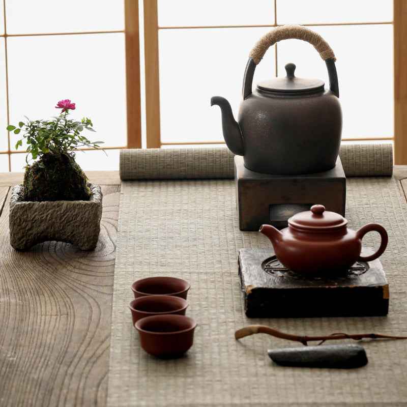 Buddha Stones Retro Brązowy Chiński Gongfu Herbata Ceramiczny Kung Fu Teapot 700ml Z Podstawką