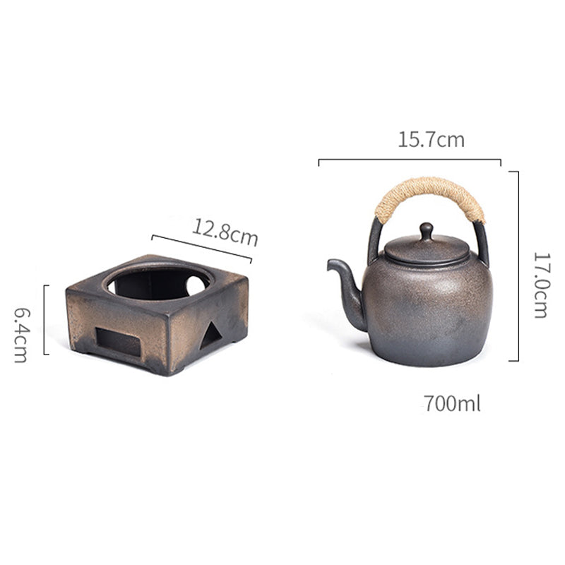 Buddha Stones Retro Brązowy Chiński Gongfu Herbata Ceramiczny Kung Fu Teapot 700ml Z Podstawką