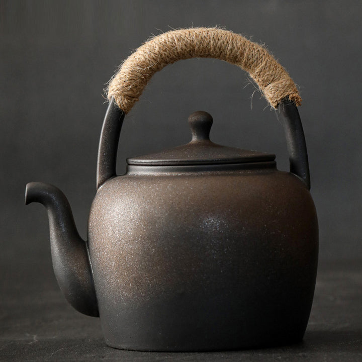 Buddha Stones Retro Brązowy Chiński Gongfu Herbata Ceramiczny Kung Fu Teapot 700ml Z Podstawką