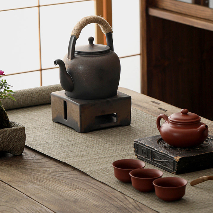 Buddha Stones Retro Brązowy Chiński Gongfu Herbata Ceramiczny Kung Fu Teapot 700ml Z Podstawką