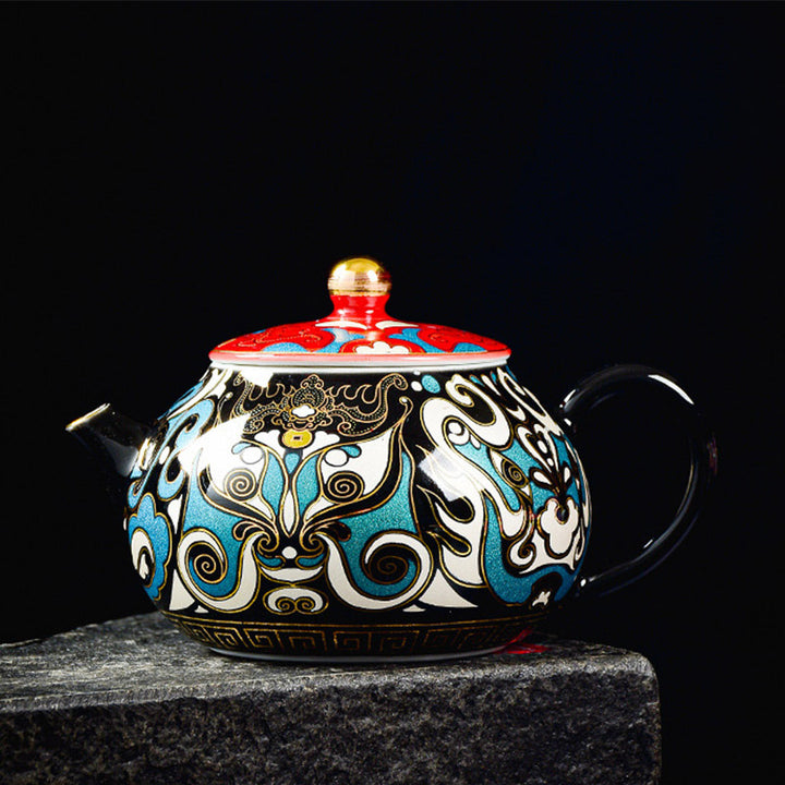 Buddha Stones , maska z opery pekińskiej, ceramiczny Gaiwan Sancai, filiżanka do herbaty Kung Fu, filiżanka i spodek z pokrywką, czajniczek