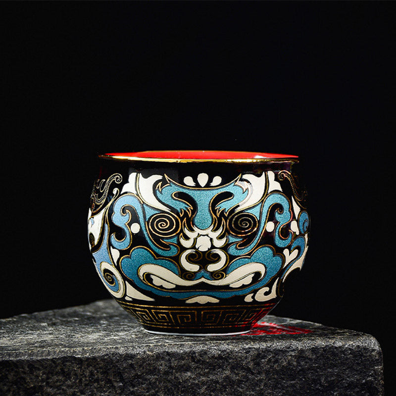 Buddha Stones , maska z opery pekińskiej, ceramiczny Gaiwan Sancai, filiżanka do herbaty Kung Fu, filiżanka i spodek z pokrywką, czajniczek