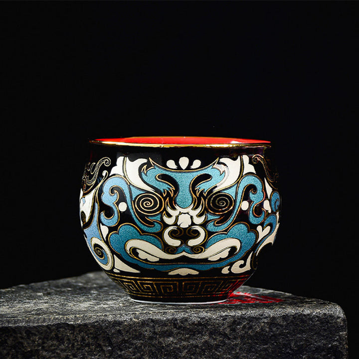 Buddha Stones , maska z opery pekińskiej, ceramiczny Gaiwan Sancai, filiżanka do herbaty Kung Fu, filiżanka i spodek z pokrywką, czajniczek