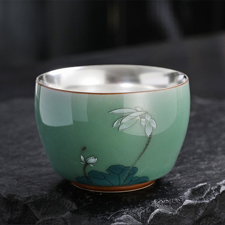Buddha Stones Motyl Złota Rybka Lotos Ryba Koi Ceramiczna Filiżanka Kung Fu Filiżanka do Herbaty 120ml