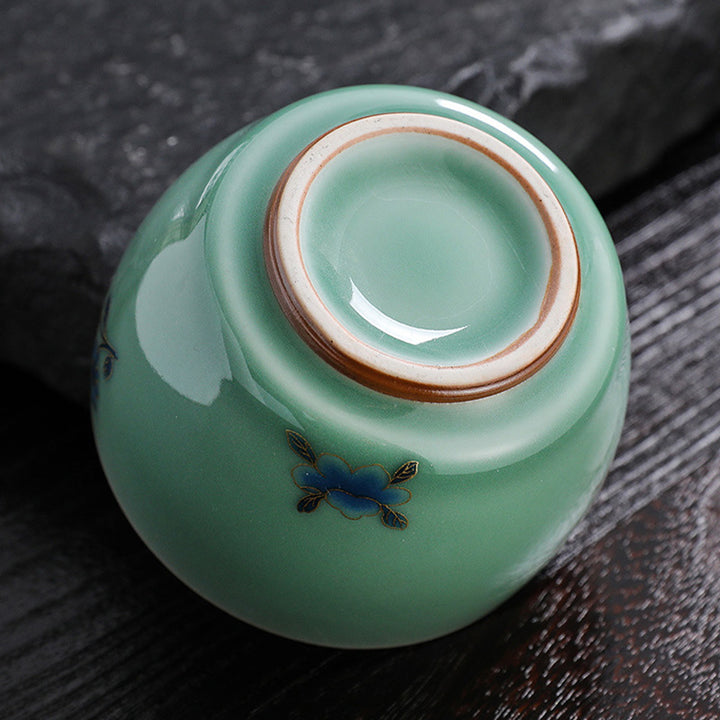 Buddha Stones Motyl Złota Rybka Lotos Ryba Koi Ceramiczna Filiżanka Kung Fu Filiżanka do Herbaty 120ml