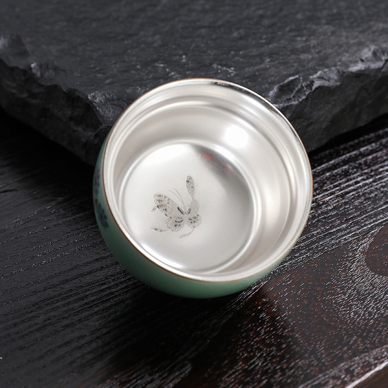 Buddha Stones Motyl Złota Rybka Lotos Ryba Koi Ceramiczna Filiżanka Kung Fu Filiżanka do Herbaty 120ml