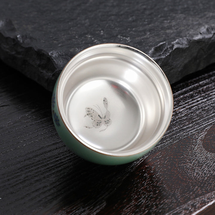 Buddha Stones Motyl Złota Rybka Lotos Ryba Koi Ceramiczna Filiżanka Kung Fu Filiżanka do Herbaty 120ml