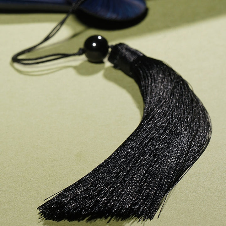 Buddha Stones Starożytne Kwiaty Gałęzie Ręczny Składany Wachlarz Bambusowy 21 cm