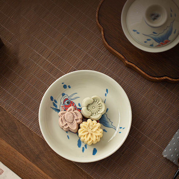 Buddha Stones Koi Fish Arowana Ceramic Gaiwan Sancai Filiżanka Kung Fu Filiżanka do herbaty z pokrywką 130ml