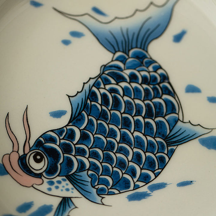 Buddha Stones Koi Fish Arowana Ceramic Gaiwan Sancai Filiżanka Kung Fu Filiżanka do herbaty z pokrywką 130ml