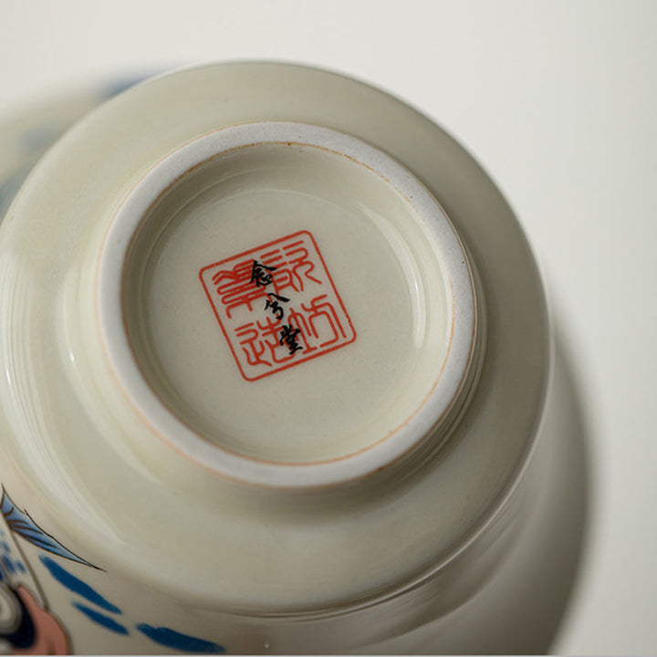 Buddha Stones Koi Fish Arowana Ceramic Gaiwan Sancai Filiżanka Kung Fu Filiżanka do herbaty z pokrywką 130ml