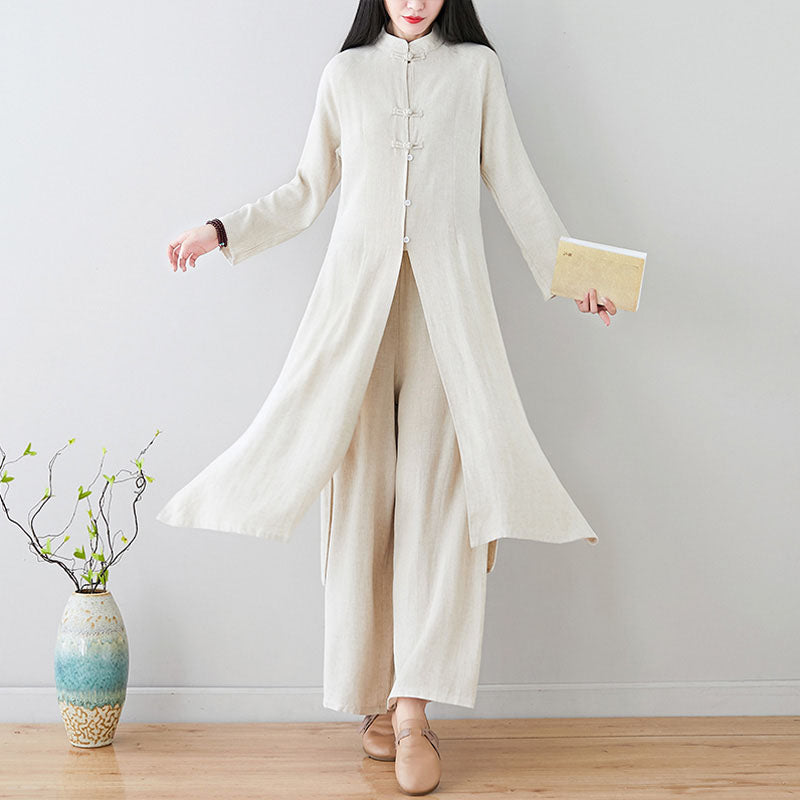 Buddha Stones 2 szt. Chiński guzik żaby Zen Tai Chi Medytacja Odzież Bawełniana Lniana Top Spodnie Zestaw damski - image 1